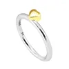 Cluster Rings Puzzle Heart With Light Yellow Gold Autentyczna srebrna biżuteria próby 925