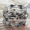 Bangle Fashion Multi Strands Clear Crystal Black Irregular Shape Pearl Bracelet