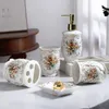 Bath Accessory Set Ceramic Bathroom Supplies 5 Piece European Mouthwash Cup Tooth Brushing Decor Accessories