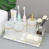 Bath Accessory Set Nordic Resin Bathroom Toiletry Household Soap Dish Toothbrush Holder Mouth Cup Liquid Dispenser Tray Accessories