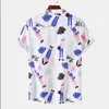 Men's Casual Shirts Mens Beachwear Black Bodysuit Shirt Men Summer Printed Top Collar Fashion Scrub Mock Neck