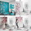 Shower Curtains Flower Plum Blossom 3D HD Printed Fabric Bathroom Curtain Set Non-Slip Rugs Toilet Lid Cover And Bath Mat Carpet