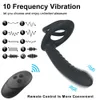 Sk￶nhetsartiklar dubbel penetration anal plug dildo 10 frekvens rumpa vibrator f￶r m￤n strapon penis vagina vuxna sexiga leksaker par