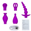 Skönhetsartiklar silikonvibrator 4 st/set sexiga leksaker för par anal plug flirt pärlor bröstvårta klämmor g-spot stimulerande kula