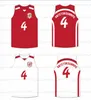 Retour personnalisé Antetokounmpo #4 Filathlitikos B.C. Maillot de basket-ball blanc et rouge cousu avec n'importe quel nom et numéro, taille S-4XL