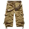 QNPQYX New Summer Cargo Shorts Men Cotton Casual Outdoor Military Men's Shorts Multi-pocket Calf-length Short Pants Men Overalls