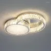 Światła sufitowe Nowoczesne unikalne okrągłe LED Dimmable Light Luksusowy salon Chromowana stalowa lampka Luster K9 Crystal