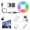 USB LED Strip Lights 5050 RGB Led Light Flexible Ribbon Tape Diode Phone Control With DC Adapter For Room Decoration