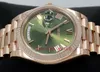 2023 QC Automatisk rörelse Titta på president 40mm Dagdatum 228235 18K Rose Gold Green Olive Dial Watch New297f