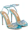 Marques Célèbres Femmes Tequila Sandales Chaussures Aquazzus Talons Hauts Dame Pompes Robe Ornée De Cristal De Mariée De Mariage Gladiateur Sandalias EU35-43