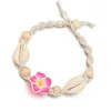 Bracelets de cheville bohème argile fleur coquillages pied pour femmes fait à la main coquille naturelle été plage pieds nus Bracelet cheville sur jambe