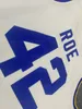 Aangepaste Ricky Roe #42 Western Blue Chips Basketball Jersey film wit genaaid elke naam nummer maat S-4XL