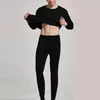 Sous-vêtement thermique pour hommes couleur unie pour hommes avec épaississement hiver mode mince automne chaud vêtements et pantalons doux col rond ensemble