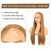 Nxy Lace Front Peruker Lång Ingefära Raka Honung Blonda Peruker för kvinnor Värmebeständiga syntetiska peruker Naturligt hårfäste med babyhår 230524