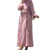 Roupas étnicas florais muçulmanas vestido feminino 2022 moda kaftan marrocos dubai abaya turquia véu solto vestidos longos casuais islâmicos ro325l
