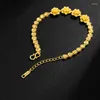 Charm Bracelets Fashion Simple Jewelry Yellow Gold Filled Women Flower Retro Chain Bracelet