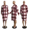 Designer Plaid Chemises Plus Taille 3XL Femmes Automne Hiver Vêtements À Manches Longues Chemisiers À Carreaux Style Long Cardigan Mode Survêtement Streetwear Gros Vêtements 8267