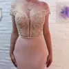 Grande taille nouvelle fille personnalisée en Satin élastique femme dame formelle hors épaule sirène perlée robes de demoiselle d'honneur robe chérie