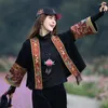 الملابس العرقية السترة الصينية النساء التطريز كارديجان الخريف على غرار الشتاء المرقور تانغ الشرقية تناسب معطف قصير خمر تقليدي