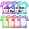 Party Favor Sublimation Blank O Neck Tie-Dye Short SleeveT-Shirt Tops Polyester Tees in the Summer For Custom Logo Printing Hommes Femmes RRC766