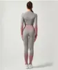 Leggings pour femmes costumes tenues de yoga à bretelles yf59 # survêtement de conception de couleur dégradé haut à manches longues et pantalon taille haute levage des fesses force élastique vêtements de sport vêtements de sport