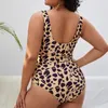 Women's Swimwear OEING Beachwear Swimsuit Bikini2022 Large Leopard Print Bikini Fat Mm Zipper One-piece Women Plus Size