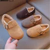 Classic Kids Shoes Sneakers Autumn Winter Children Boys Girl Casual Leather Plush Peas ShoeToddler Soft Bottom Comfortable Loafers