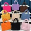 Tote Bag mini oyuncak ayı çantaları sahte kürk kumaş çanta ayarlanabilir çıkarılabilir çapraz gövde kayışı polyester iç fermuarlı cep kadınlar234g