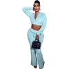 Designer Velvet Tracksuits Women Two Piece Set Fall Winter Sweatscts Lång ärm Huvjacka och Flare Pants Casual Velor Sportswear Wholesale Clothes 8758