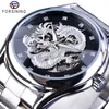 Forsining Diamond Montre Design Argent Inoxydable Automatique Dragon Affichage Hommes Homme Montres De Luxe Poignet Marque Classique Top Acier H1981