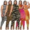 Tracksuits ZJFZML ZZ Women Odzież Plus Rozmiar Dwuczęściowe zestawy Kamuflage Lopard druk z boku T-shirt Slim Spods Drop Hurtant