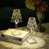 Lampes de table USB Diamant Lampe Acrylique Décoration Lumière Pour Bar Chambre Chevet Café Cristal LED Bureau Cadeau Veilleuses Éclairage