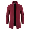 Hommes chandails hommes Cardigan cachemire Long manteau col roulé mâle automne hiver polaire chaud solide pull coupe-vent vêtements