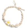 Bracelets de cheville bohème argile fleur coquillages pied pour femmes fait à la main coquille naturelle été plage pieds nus Bracelet cheville sur jambe