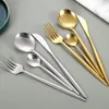 Dinnerware Sets 6 Piece Set Of Golden Cutlery Stainless Steel Tableware Knife Kitchen Household Dishwasher Safe