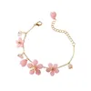 Bangle 2022 Fashion Jewelry Gold Chain Pearl Crystal Cherry Blossoms Bracelet Homme Pulsera Mujer Infinity Bracelets For Women