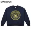 Heren Hoodies For Men Brand Sweatshirts Navy Vintage Loose Sweatshirt Streetwear Oversize Reflective Letter Clothing Crewneck pullover