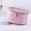 化粧品バッグFudeam Pink Pu Marble Pattern Women Bag Multifunction Toailtries整理ストレージハンドバッグ女性防水メイクアップケース