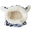 Abbigliamento per cani Pet Cappello divertente Cartoni animati invernali Cappelli caldi per cani di piccola taglia Gatto Mucca da latte / Zebra Cap Copricapo Costumi Cosplay