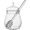 Storage Bottles 245ML Honey Jar Clear PS Pot With Dipper Lid Kitchen Syrup Container Set Home Supplies