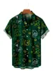 Camisas casuais masculinas 2022 Camisa de lapela de manga curta masculina tamanho grande de St. Patrick 12 3D Top impresso com bolsos