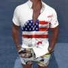 Männer Casual Hemden Solide Hemd X Kurze Herren Strand Flagge Männer Gedruckt Mode Sommer Top Bluse Weiß Ärmel Scrub