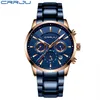 CWP 2021 CRRJU Business Men Watch Fashion Blue Chronograph Stianless Steel zegarek na rękę Casual Waterproof Clock Relogio Masculi275z