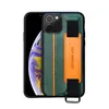 Fall f￶r iPhone 14 13 12 Mini 11 Pro Max XS XR Max 8 7 6s Plus Pu Leather Bracket Wristband Card Holder Full Cover Lanyard Shell