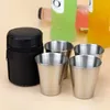 Kupalar mini kahve bardak çay sütü viski şarap metal kupa taşınabilir içecek aletleri 4pcs/set 30ml açık hava pratik paslanmaz çelik fincan