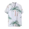 Męskie koszule Slim Fit Shirt Men Men Lato Single Bered Lapeed Full Print Beach Krótkie rękawie Męki duże długie