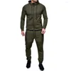 Vêtements de sport à la mode hommes manteau pantalon ensemble à capuche couleur unie Slim Fit deux pièces costume pantalons de survêtement pour Jogging