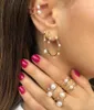 Cluster-Ringe Goldfarbe Angepasster Perlenring für Frauen Mädchen Vollfingerschmuck Einfacher trendiger offener Großhandel