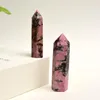 Dekorativa figurer Natural Stone Rhodochrosite Hexagonal Crystal Quartz Column Mineral Dot Decoration Healing Wand Diy Home Decor Gifts