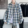 Mäns avslappnade skjortor 2022 Spring Autumn Man's Oxford Fashion Business Quality Plaid Shirt Män långärmad toppkläder plus storlek L25